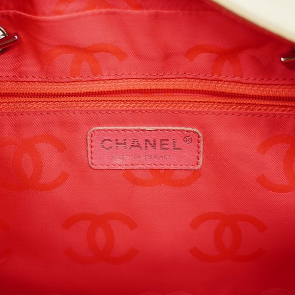 Auth Chanel Shoulder Bag Cambon Line Bowling Bag Lambskin White/Black Silver ... - Picture 5 of 10